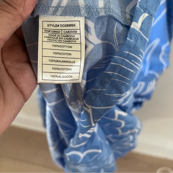 Steve Madden Blue and White Floral Print Prairie Maxi Dress |Size Large| - Picture 7 of 7